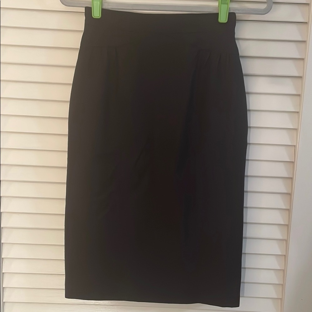 Vintage Fendi Classic Black Wool Cashmere Pencil Slit Back Zip Button Skirt